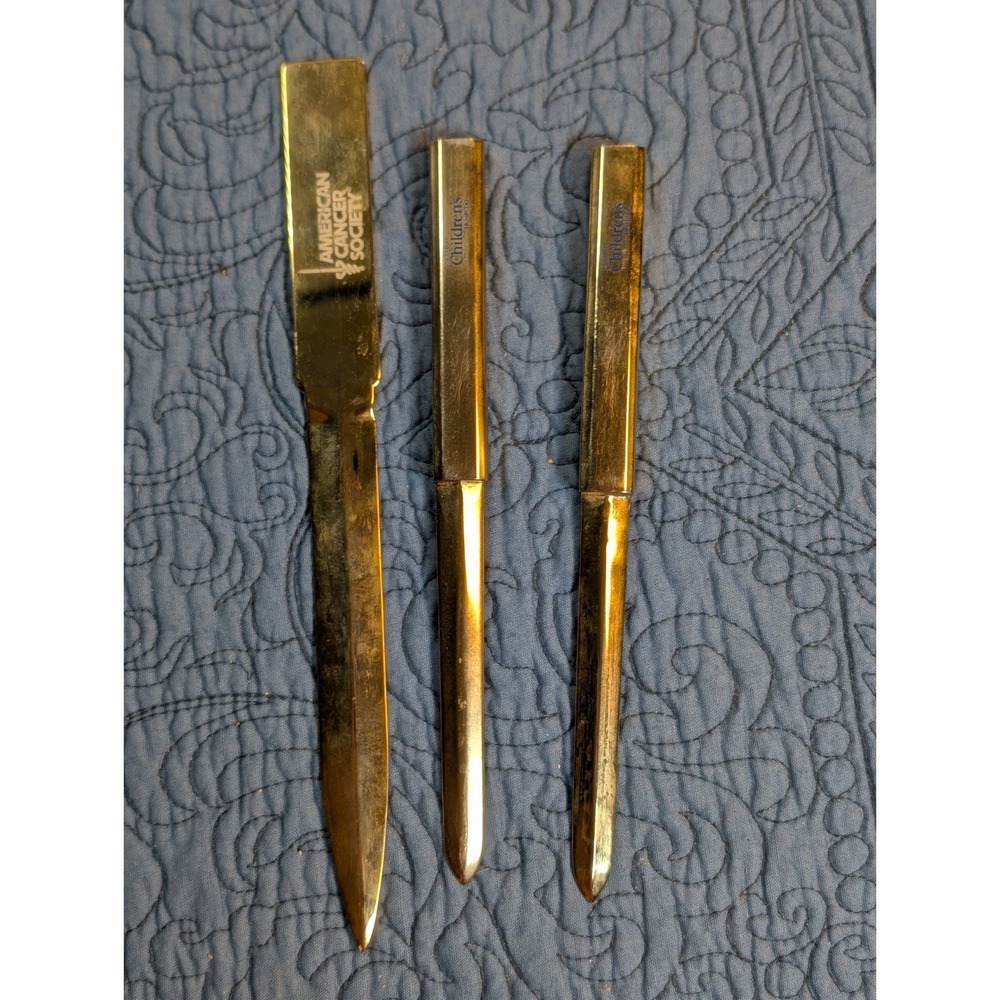 Vintage Brass Letter Opener Lot MCM Desk Accessories American Cancer Society